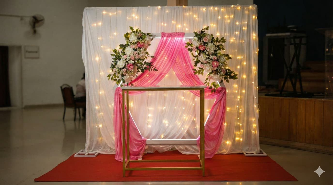 Christian wedding planners in Bangalore church floral archway decorator
